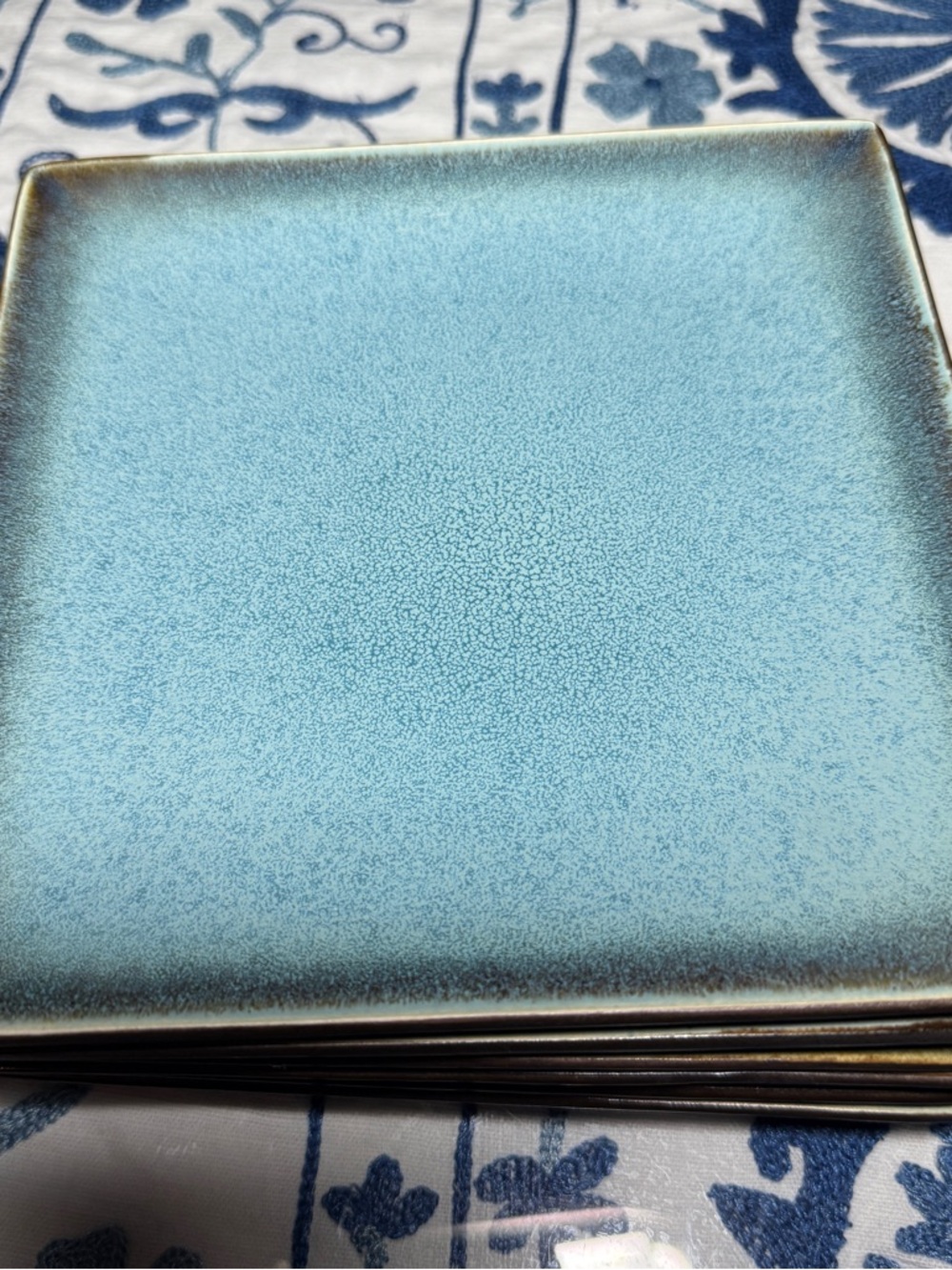 Threshold Stoneware Plates Set of 4 Elemental Ocean Square Dinner Plates 10-1/2” - Picture 2 of 7
